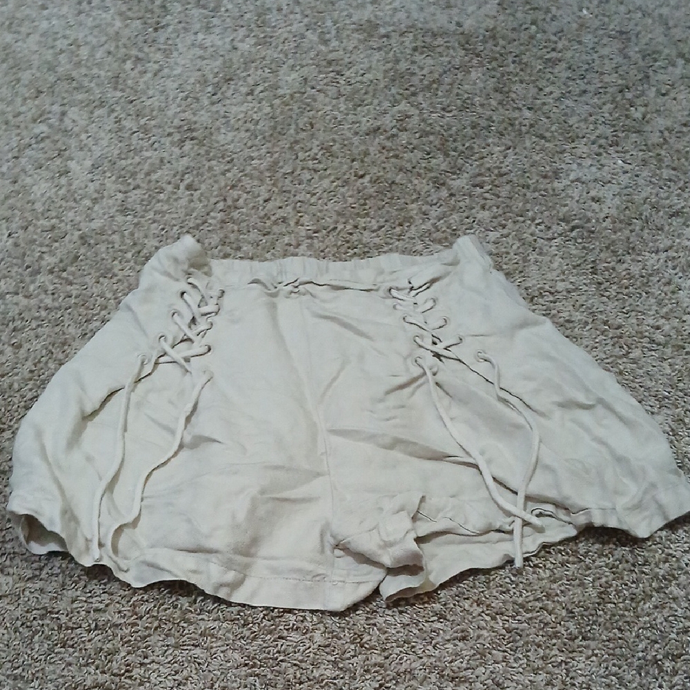 Women's Lace-Up Cream Shorts